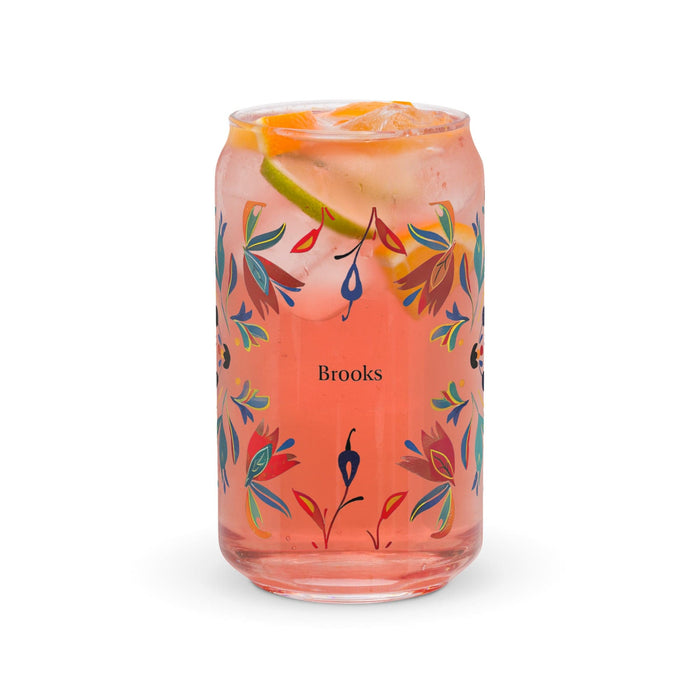 Brooks Exclusive Name Art Piece Can-Shaped Glass Home Office Work Mexican Spanish Pride Gift Cup One-Of-A-Kind Calligraphy Glass | B12 Mexicada