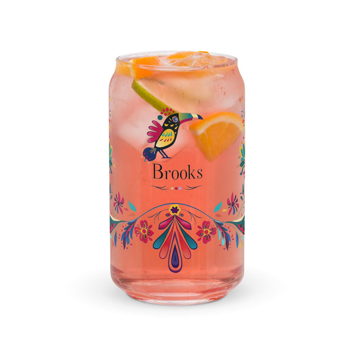 Brooks Exclusive Name Art Piece Can-Shaped Glass Home Office Work Mexican Spanish Pride Gift Cup One-Of-A-Kind Calligraphy Glass | B13 Mexicada