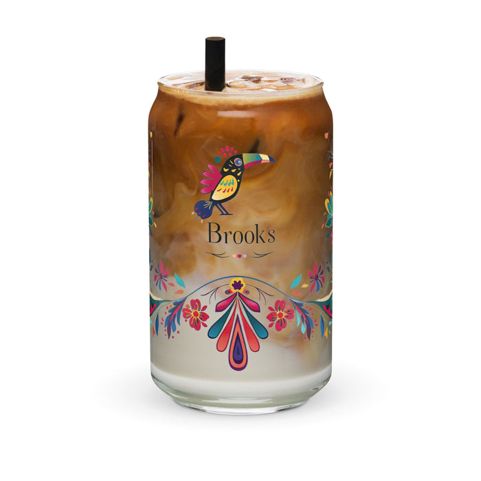 Brooks Exclusive Name Art Piece Can-Shaped Glass Home Office Work Mexican Spanish Pride Gift Cup One-Of-A-Kind Calligraphy Glass | B13 Mexicada