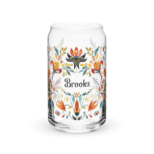 Brooks Exclusive Name Art Piece Can-Shaped Glass Home Office Work Mexican Spanish Pride Gift Cup One-Of-A-Kind Calligraphy Glass | B20 Mexicada 16 oz (No Lid No Straw)