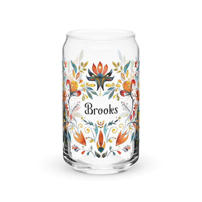 Brooks Exclusive Name Art Piece Can-Shaped Glass Home Office Work Mexican Spanish Pride Gift Cup One-Of-A-Kind Calligraphy Glass | B20 Mexicada 16 oz (No Lid No Straw)