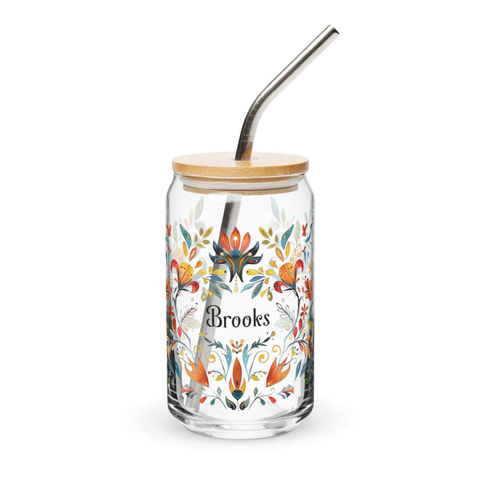 Brooks Exclusive Name Art Piece Can-Shaped Glass Home Office Work Mexican Spanish Pride Gift Cup One-Of-A-Kind Calligraphy Glass | B20 Mexicada 16 oz With Lid & Straw