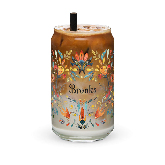 Brooks Exclusive Name Art Piece Can-Shaped Glass Home Office Work Mexican Spanish Pride Gift Cup One-Of-A-Kind Calligraphy Glass | B20 Mexicada