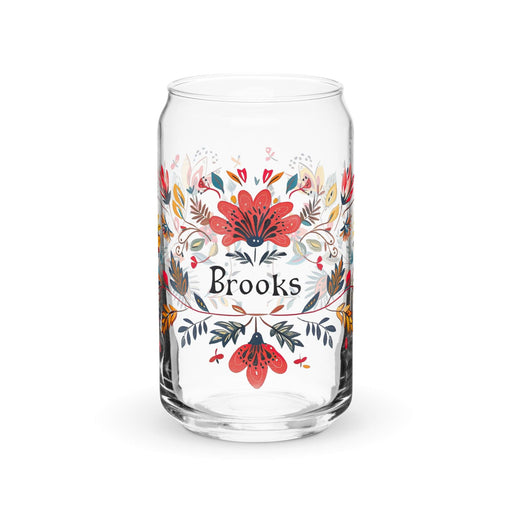 Brooks Exclusive Name Art Piece Can-Shaped Glass Home Office Work Mexican Spanish Pride Gift Cup One-Of-A-Kind Calligraphy Glass | B22 Mexicada 16 oz