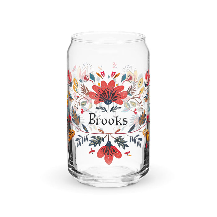 Brooks Exclusive Name Art Piece Can-Shaped Glass Home Office Work Mexican Spanish Pride Gift Cup One-Of-A-Kind Calligraphy Glass | B22 Mexicada 16 oz