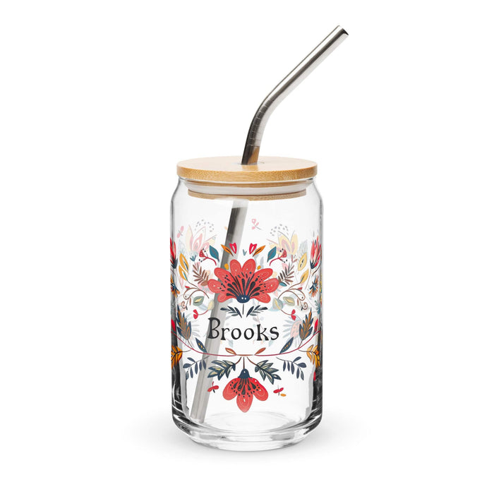 Brooks Exclusive Name Art Piece Can-Shaped Glass Home Office Work Mexican Spanish Pride Gift Cup One-Of-A-Kind Calligraphy Glass | B22 Mexicada 16 oz With Lid & Straw