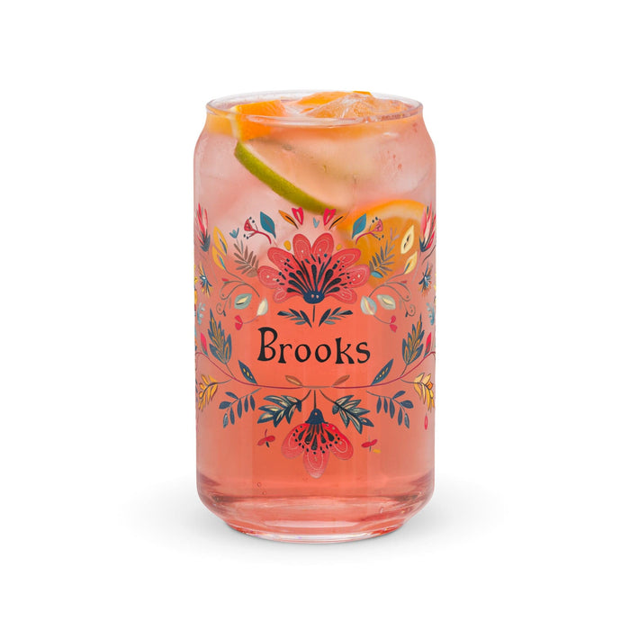 Brooks Exclusive Name Art Piece Can-Shaped Glass Home Office Work Mexican Spanish Pride Gift Cup One-Of-A-Kind Calligraphy Glass | B22 Mexicada