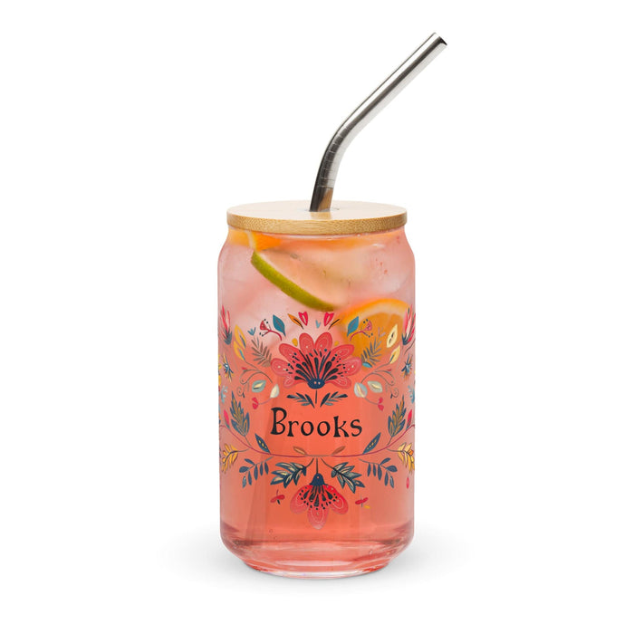 Brooks Exclusive Name Art Piece Can-Shaped Glass Home Office Work Mexican Spanish Pride Gift Cup One-Of-A-Kind Calligraphy Glass | B22 Mexicada