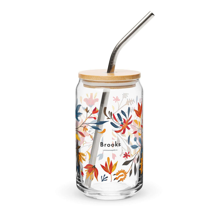 Brooks Exclusive Name Art Piece Can-Shaped Glass Home Office Work Mexican Spanish Pride Gift Cup One-Of-A-Kind Calligraphy Glass | B9 Mexicada 16 oz With Lid & Straw