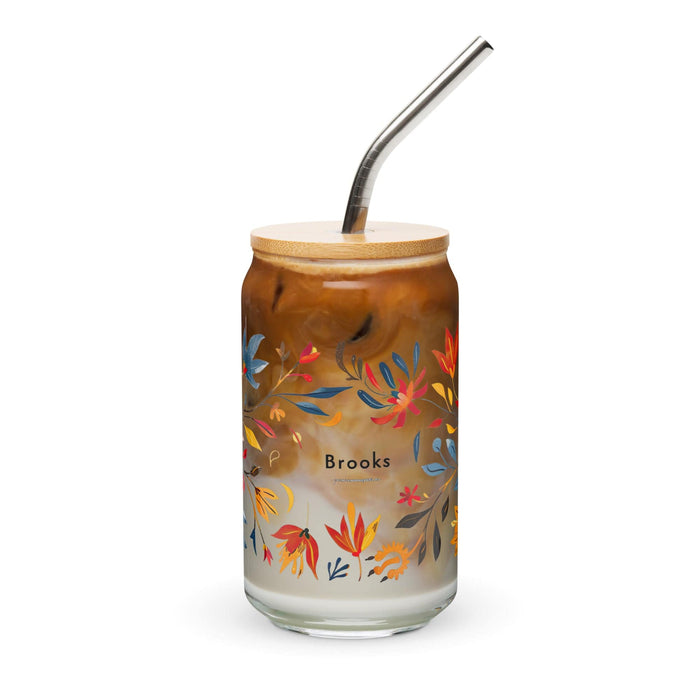 Brooks Exclusive Name Art Piece Can-Shaped Glass Home Office Work Mexican Spanish Pride Gift Cup One-Of-A-Kind Calligraphy Glass | B9 Mexicada