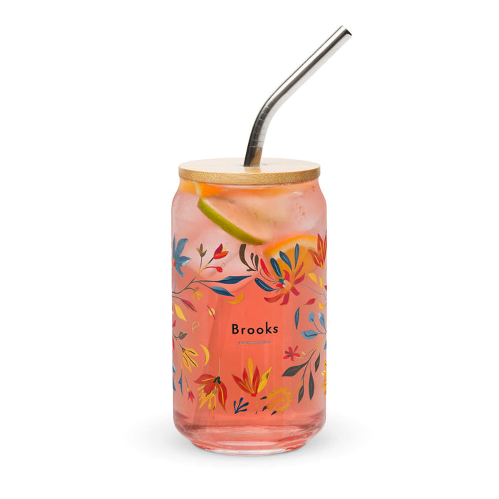 Brooks Exclusive Name Art Piece Can-Shaped Glass Home Office Work Mexican Spanish Pride Gift Cup One-Of-A-Kind Calligraphy Glass | B9 Mexicada