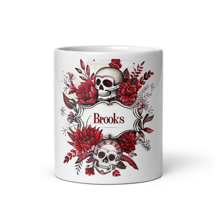 Brooks Exclusive Name Art Piece Home Office Work Coffee Mug Mexican Spanish Pride Gift Cup One-Of-A-Kind Calligraphy White Glossy Mug | B11 Mexicada