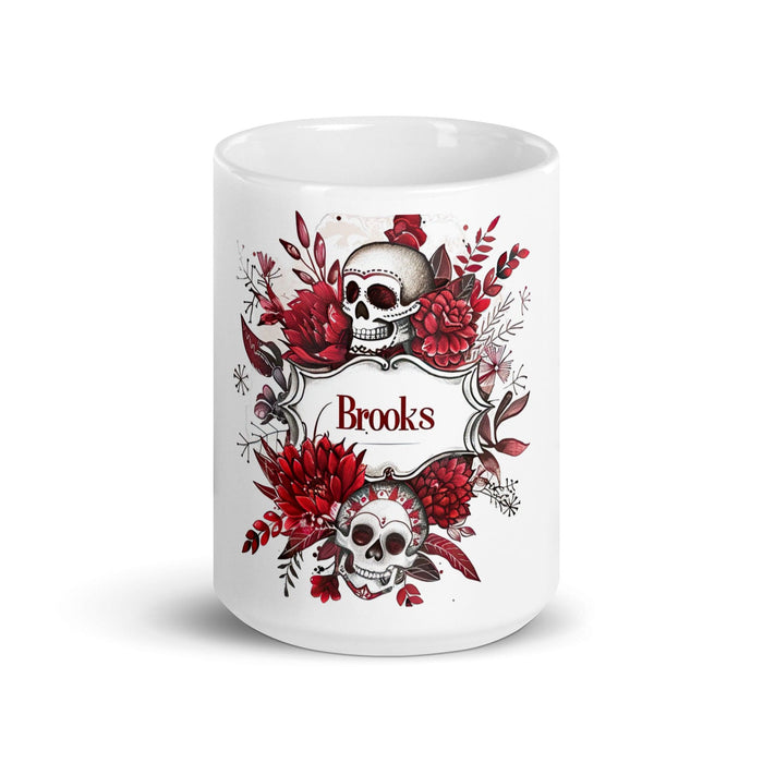 Brooks Exclusive Name Art Piece Home Office Work Coffee Mug Mexican Spanish Pride Gift Cup One-Of-A-Kind Calligraphy White Glossy Mug | B11 Mexicada