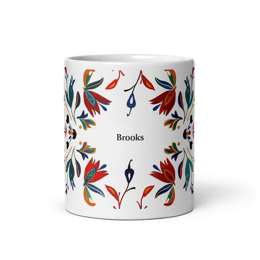 Brooks Exclusive Name Art Piece Home Office Work Coffee Mug Mexican Spanish Pride Gift Cup One-Of-A-Kind Calligraphy White Glossy Mug | B12 Mexicada