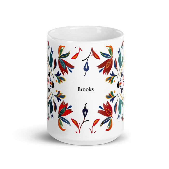 Brooks Exclusive Name Art Piece Home Office Work Coffee Mug Mexican Spanish Pride Gift Cup One-Of-A-Kind Calligraphy White Glossy Mug | B12 Mexicada