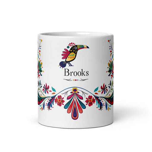 Brooks Exclusive Name Art Piece Home Office Work Coffee Mug Mexican Spanish Pride Gift Cup One-Of-A-Kind Calligraphy White Glossy Mug | B13 Mexicada