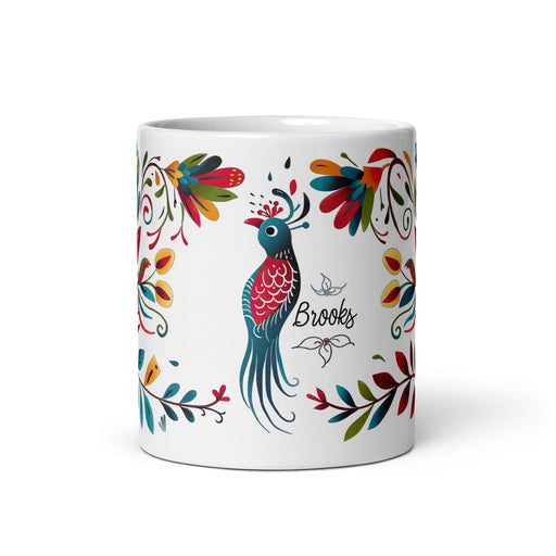 Brooks Exclusive Name Art Piece Home Office Work Coffee Mug Mexican Spanish Pride Gift Cup One-Of-A-Kind Calligraphy White Glossy Mug | B14 Mexicada