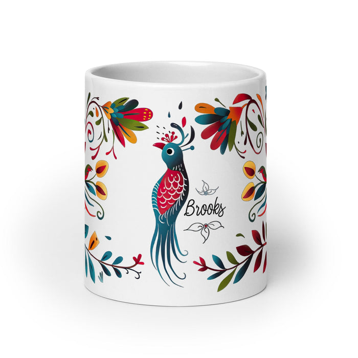 Brooks Exclusive Name Art Piece Home Office Work Coffee Mug Mexican Spanish Pride Gift Cup One-Of-A-Kind Calligraphy White Glossy Mug | B14 Mexicada