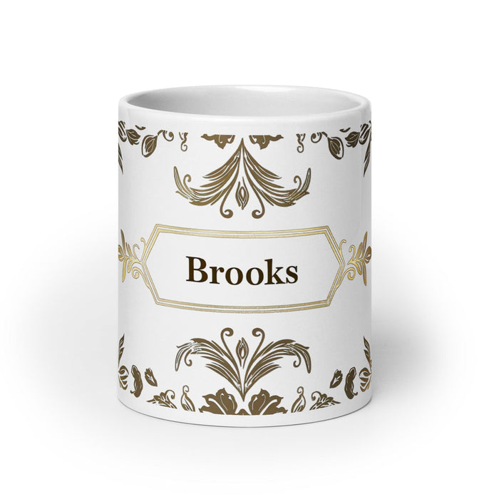 Brooks Exclusive Name Art Piece Home Office Work Coffee Mug Mexican Spanish Pride Gift Cup One-Of-A-Kind Calligraphy White Glossy Mug | B16 Mexicada