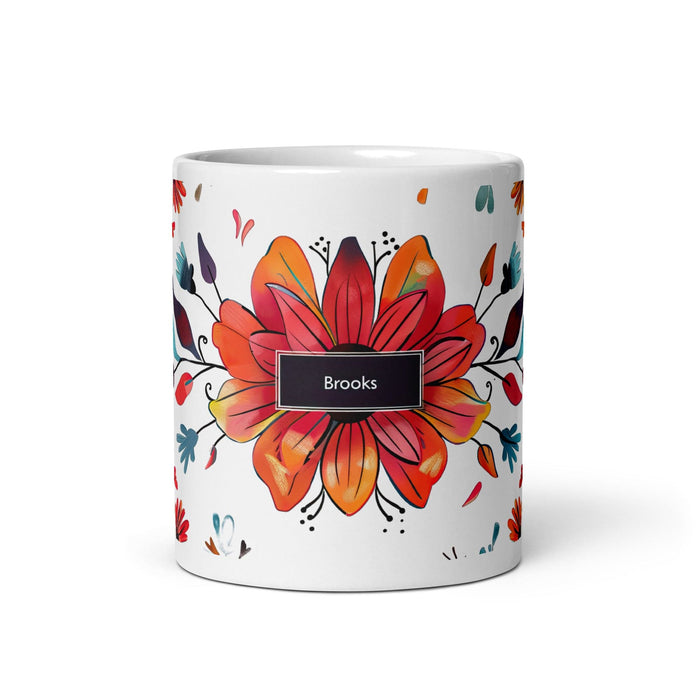 Brooks Exclusive Name Art Piece Home Office Work Coffee Mug Mexican Spanish Pride Gift Cup One-Of-A-Kind Calligraphy White Glossy Mug | B18 Mexicada