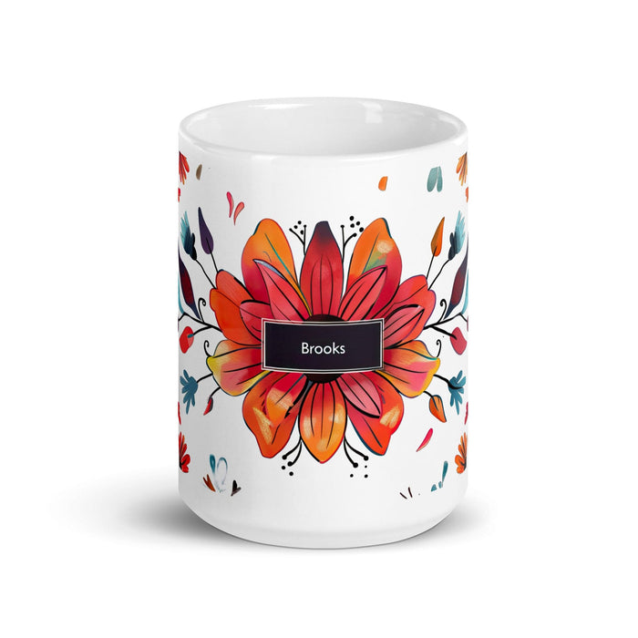 Brooks Exclusive Name Art Piece Home Office Work Coffee Mug Mexican Spanish Pride Gift Cup One-Of-A-Kind Calligraphy White Glossy Mug | B18 Mexicada