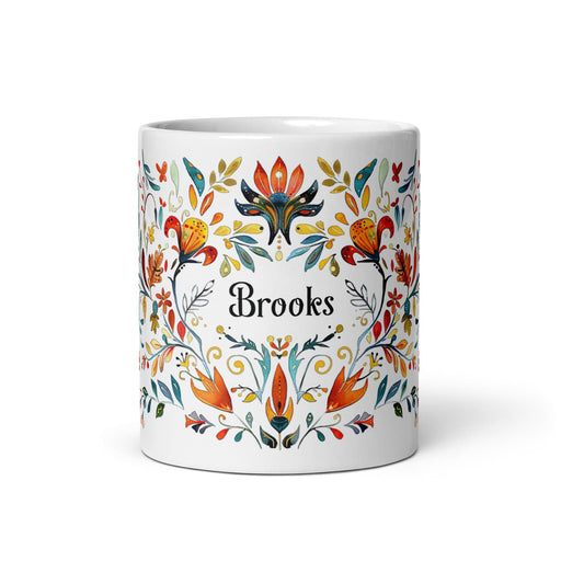 Brooks Exclusive Name Art Piece Home Office Work Coffee Mug Mexican Spanish Pride Gift Cup One-Of-A-Kind Calligraphy White Glossy Mug | B20 Mexicada