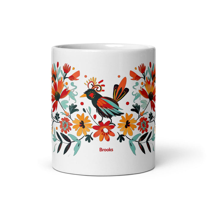 Brooks Exclusive Name Art Piece Home Office Work Coffee Mug Mexican Spanish Pride Gift Cup One-Of-A-Kind Calligraphy White Glossy Mug | B3 Mexicada