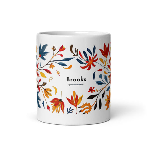 Brooks Exclusive Name Art Piece Home Office Work Coffee Mug Mexican Spanish Pride Gift Cup One-Of-A-Kind Calligraphy White Glossy Mug | B9 Mexicada