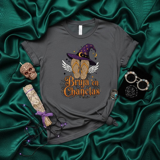 Bruja en Chanclas Shirt, Halloween Witch Flip Flops T-Shirt, Sparkling Glitter Sandals, Funny Spanglish Latina Bruja Tee, Witchy Vacation Summer Beach Shirt, Spooky Season Gift Idea, Women's Men's Unisex T-shirt Mexicada
