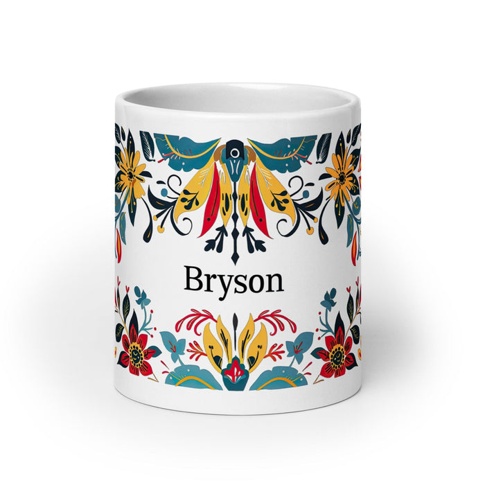 Bryson Exclusive Name Art Piece Home Office Work Coffee Mug Mexican Spanish Pride Gift Cup One-Of-A-Kind Calligraphy White Glossy Mug | B1 Mexicada