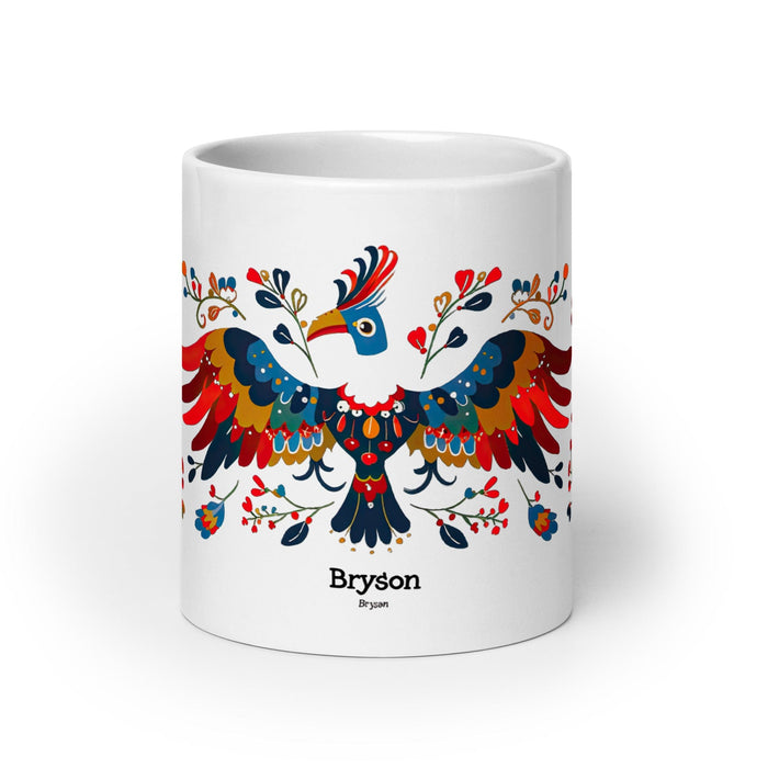 Bryson Exclusive Name Art Piece Home Office Work Coffee Mug Mexican Spanish Pride Gift Cup One-Of-A-Kind Calligraphy White Glossy Mug | B2 Mexicada