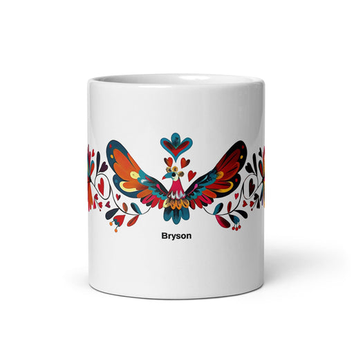 Bryson Exclusive Name Art Piece Home Office Work Coffee Mug Mexican Spanish Pride Gift Cup One-Of-A-Kind Calligraphy White Glossy Mug | B3 Mexicada