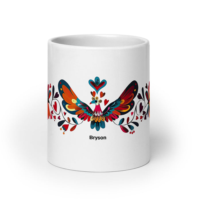 Bryson Exclusive Name Art Piece Home Office Work Coffee Mug Mexican Spanish Pride Gift Cup One-Of-A-Kind Calligraphy White Glossy Mug | B3 Mexicada