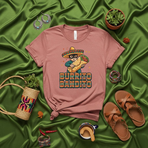 Burrito Bandito T-Shirt - Funny Mexican Food Lover Tee - Taco Tuesday Superhero Shirt - Unique Graphic Burrito Design - Unisex Top for Men and Women Mexicada