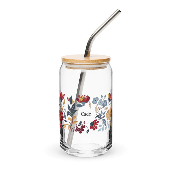 Cade Exclusive Name Art Piece Can-Shaped Glass Home Office Work Mexican Spanish Pride Gift Cup One-Of-A-Kind Calligraphy Glass | C11 Mexicada 16 oz With Lid & Straw