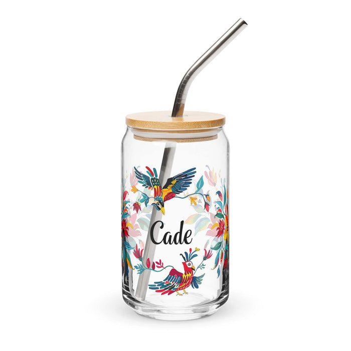 Cade Exclusive Name Art Piece Can-Shaped Glass Home Office Work Mexican Spanish Pride Gift Cup One-Of-A-Kind Calligraphy Glass | C12 Mexicada 16 oz With Lid & Straw