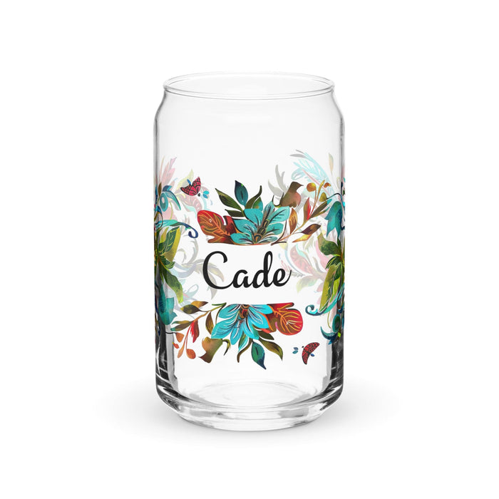 Cade Exclusive Name Art Piece Can-Shaped Glass Home Office Work Mexican Spanish Pride Gift Cup One-Of-A-Kind Calligraphy Glass | C13 Mexicada 16 oz