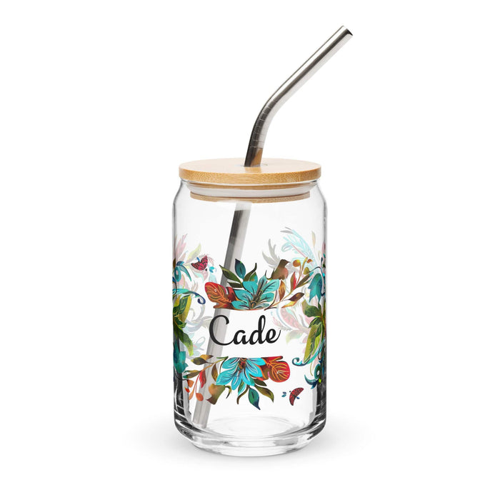 Cade Exclusive Name Art Piece Can-Shaped Glass Home Office Work Mexican Spanish Pride Gift Cup One-Of-A-Kind Calligraphy Glass | C13 Mexicada 16 oz With Lid & Straw