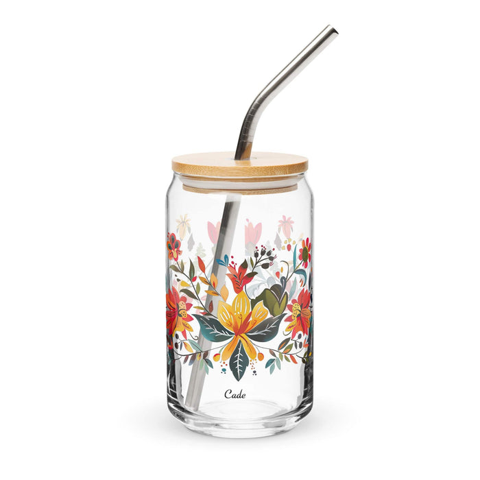 Cade Exclusive Name Art Piece Can-Shaped Glass Home Office Work Mexican Spanish Pride Gift Cup One-Of-A-Kind Calligraphy Glass | C14 Mexicada 16 oz With Lid & Straw