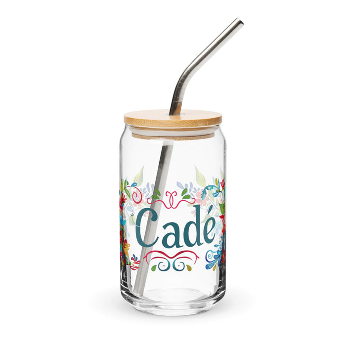 Cade Exclusive Name Art Piece Can-Shaped Glass Home Office Work Mexican Spanish Pride Gift Cup One-Of-A-Kind Calligraphy Glass | C15 Mexicada 16 oz With Lid & Straw