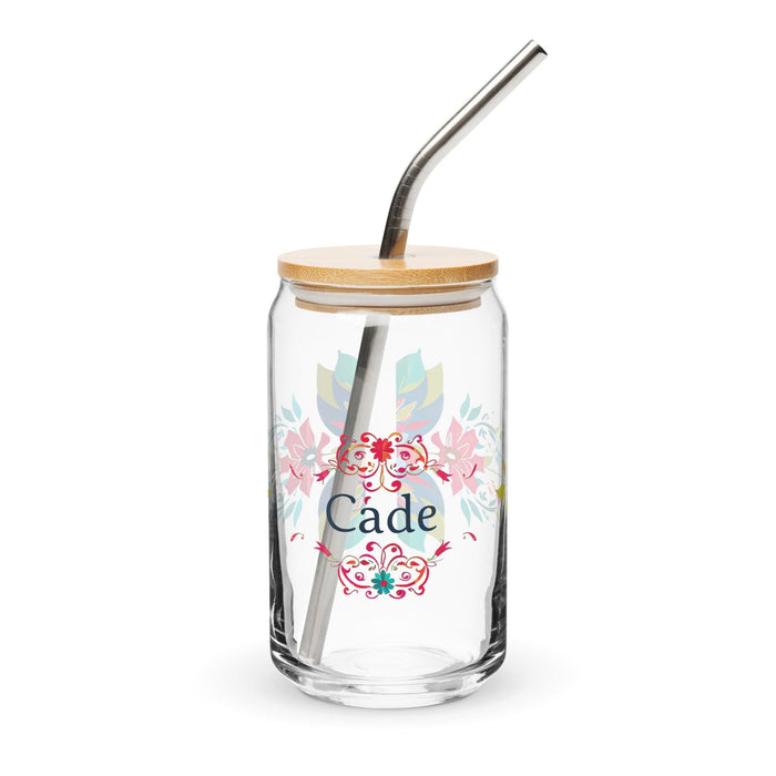 Cade Exclusive Name Art Piece Can-Shaped Glass Home Office Work Mexican Spanish Pride Gift Cup One-Of-A-Kind Calligraphy Glass | C2 Mexicada 16 oz With Lid & Straw