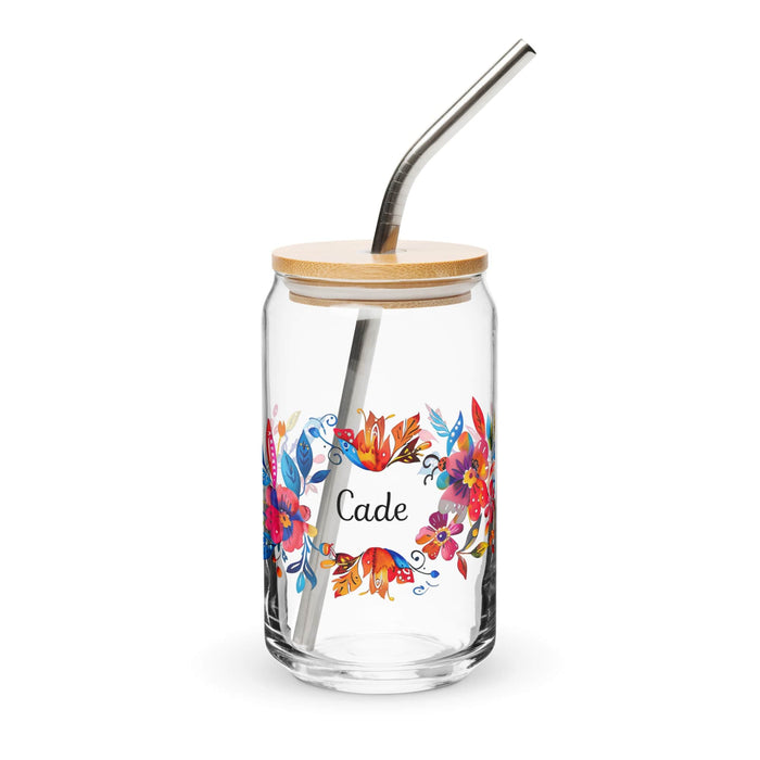 Cade Exclusive Name Art Piece Can-Shaped Glass Home Office Work Mexican Spanish Pride Gift Cup One-Of-A-Kind Calligraphy Glass | C22 Mexicada 16 oz With Lid & Straw