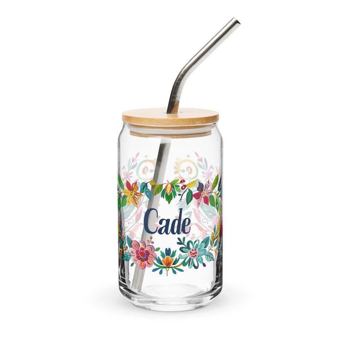 Cade Exclusive Name Art Piece Can-Shaped Glass Home Office Work Mexican Spanish Pride Gift Cup One-Of-A-Kind Calligraphy Glass | C26 Mexicada 16 oz With Lid & Straw