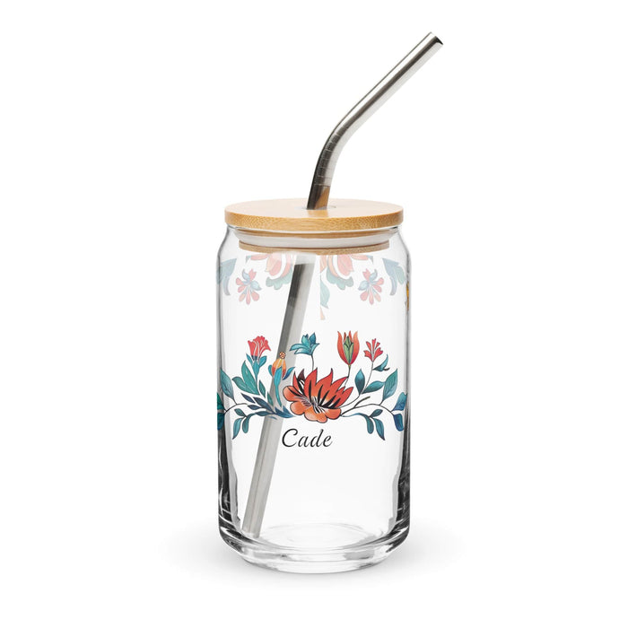 Cade Exclusive Name Art Piece Can-Shaped Glass Home Office Work Mexican Spanish Pride Gift Cup One-Of-A-Kind Calligraphy Glass | C3 Mexicada 16 oz With Lid & Straw