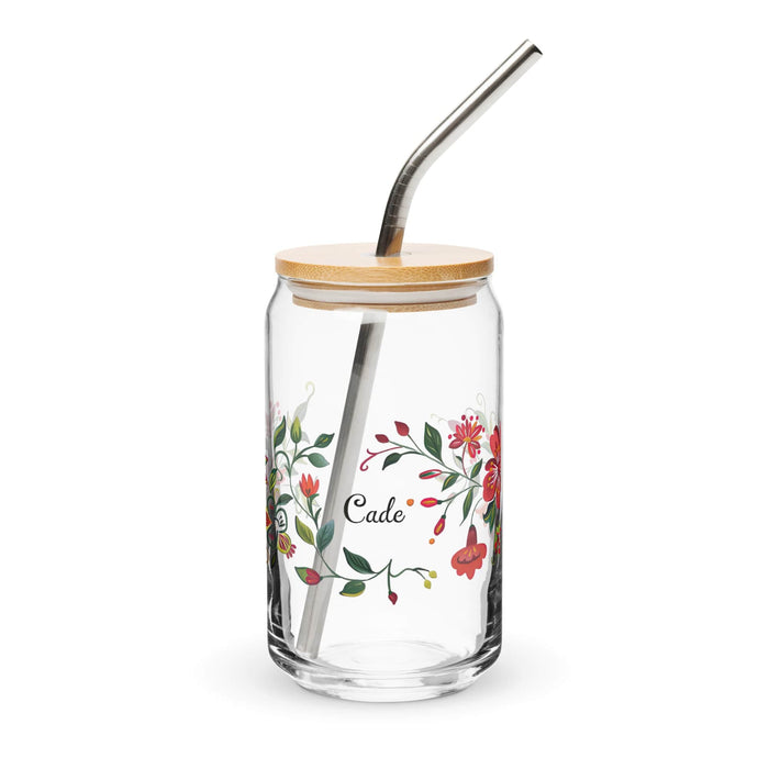 Cade Exclusive Name Art Piece Can-Shaped Glass Home Office Work Mexican Spanish Pride Gift Cup One-Of-A-Kind Calligraphy Glass | C30 Mexicada 16 oz With Lid & Straw