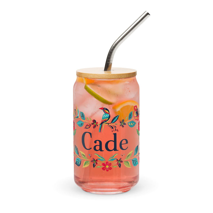 Cade Exclusive Name Art Piece Can-Shaped Glass Home Office Work Mexican Spanish Pride Gift Cup One-Of-A-Kind Calligraphy Glass | C37 Mexicada