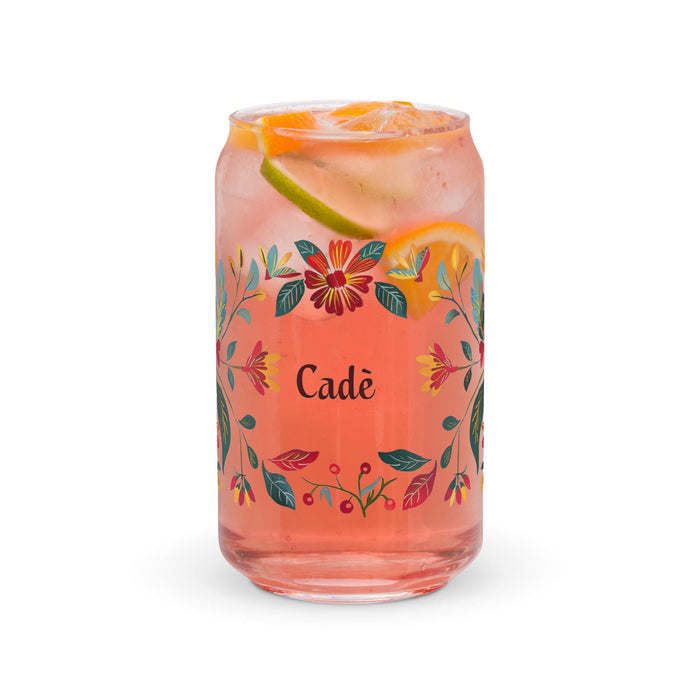 Cade Exclusive Name Art Piece Can-Shaped Glass Home Office Work Mexican Spanish Pride Gift Cup One-Of-A-Kind Calligraphy Glass | C40 Mexicada