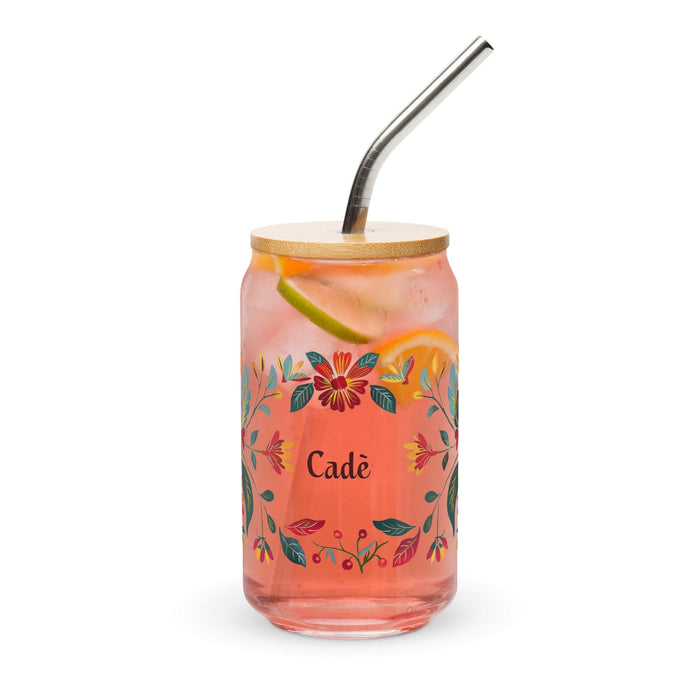 Cade Exclusive Name Art Piece Can-Shaped Glass Home Office Work Mexican Spanish Pride Gift Cup One-Of-A-Kind Calligraphy Glass | C40 Mexicada