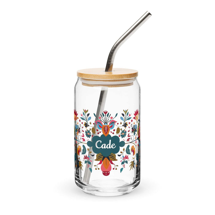 Cade Exclusive Name Art Piece Can-Shaped Glass Home Office Work Mexican Spanish Pride Gift Cup One-Of-A-Kind Calligraphy Glass | C5 Mexicada 16 oz With Lid & Straw