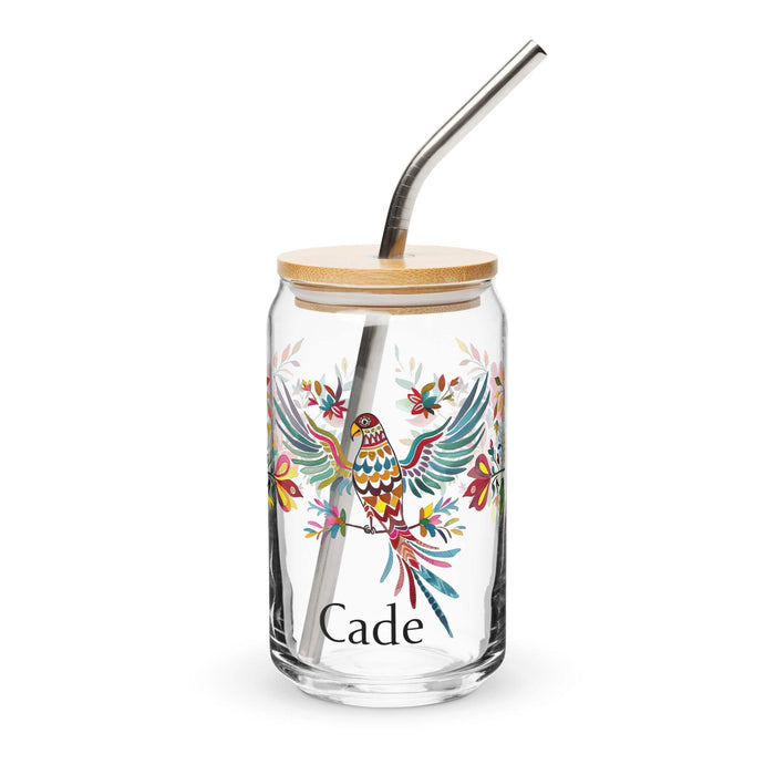 Cade Exclusive Name Art Piece Can-Shaped Glass Home Office Work Mexican Spanish Pride Gift Cup One-Of-A-Kind Calligraphy Glass | C7 Mexicada 16 oz With Lid & Straw